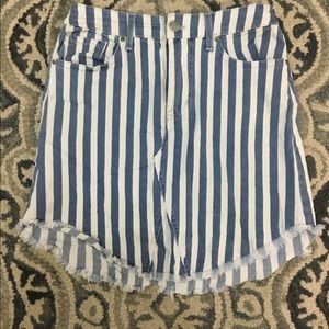Lot of two denim skirt blue striped&floral 26